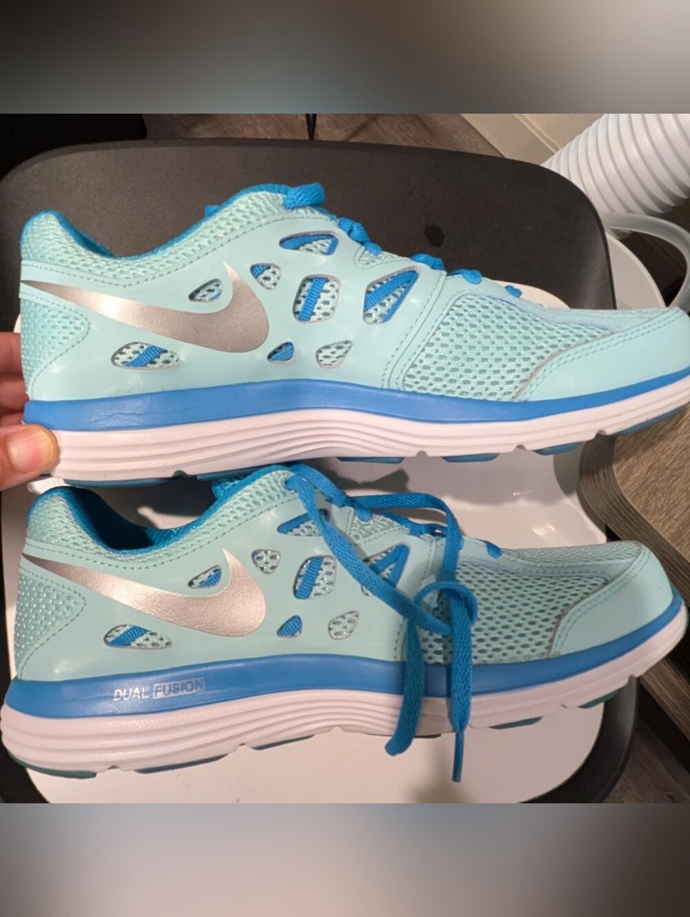 Nike Women's Light Aqua and Blue Dual Fusion Athletic Shoes